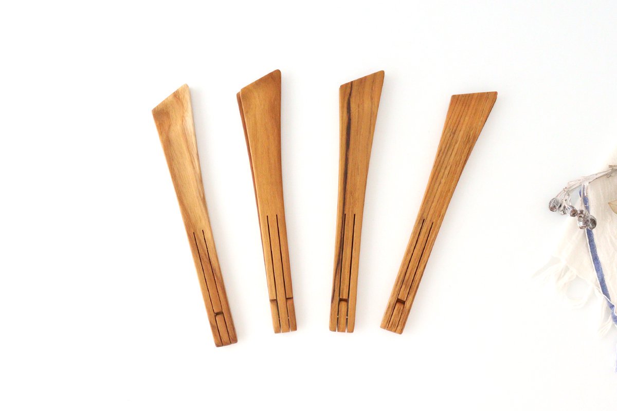 Tongs M natural wood