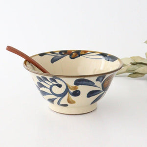 Toshin Kiln Ramen Bowl Blue Arabesque | Tsuboya Ware Yachimun