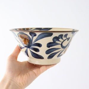 Toshin Kiln Ramen Bowl Blue Arabesque | Tsuboya Ware Yachimun