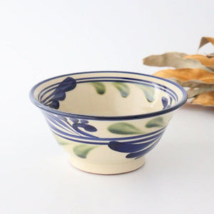Toshin Kiln Ramen Bowl Blue and Green Arabesque | Tsuboya Ware Yachimun