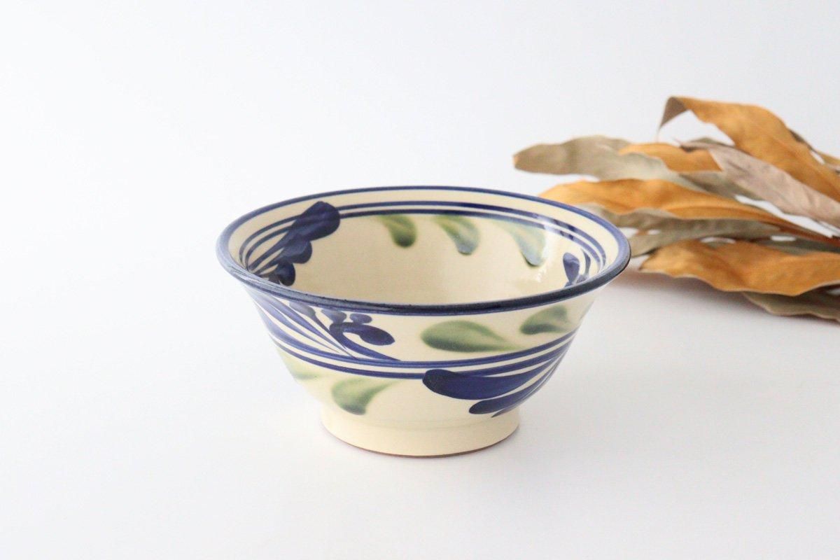 Toshin Kiln Ramen Bowl Blue and Green Arabesque | Tsuboya Ware Yachimun