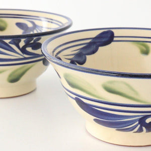 Toshin Kiln Ramen Bowl Blue and Green Arabesque | Tsuboya Ware Yachimun
