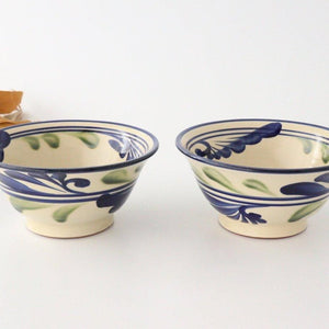 Toshin Kiln Ramen Bowl Blue and Green Arabesque | Tsuboya Ware Yachimun
