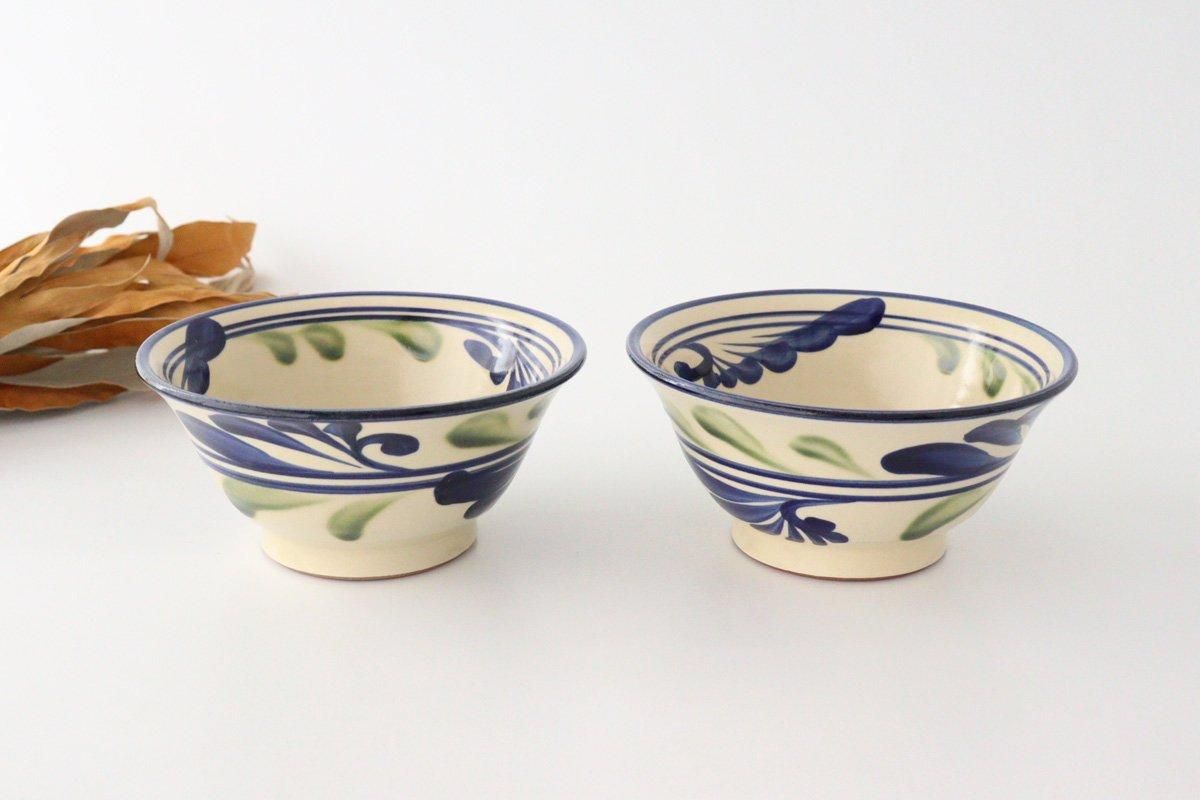 Toshin Kiln Ramen Bowl Blue and Green Arabesque | Tsuboya Ware Yachimun