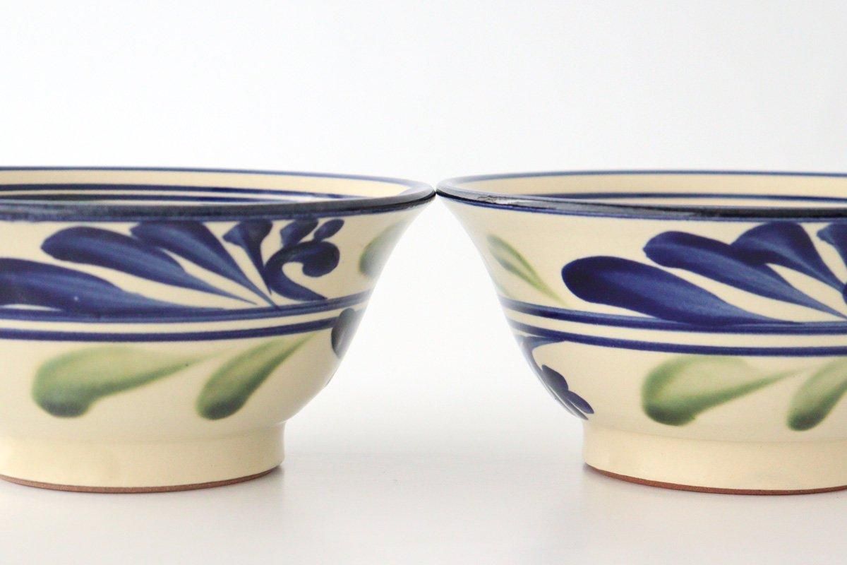 Toshin Kiln Ramen Bowl Blue and Green Arabesque | Tsuboya Ware Yachimun