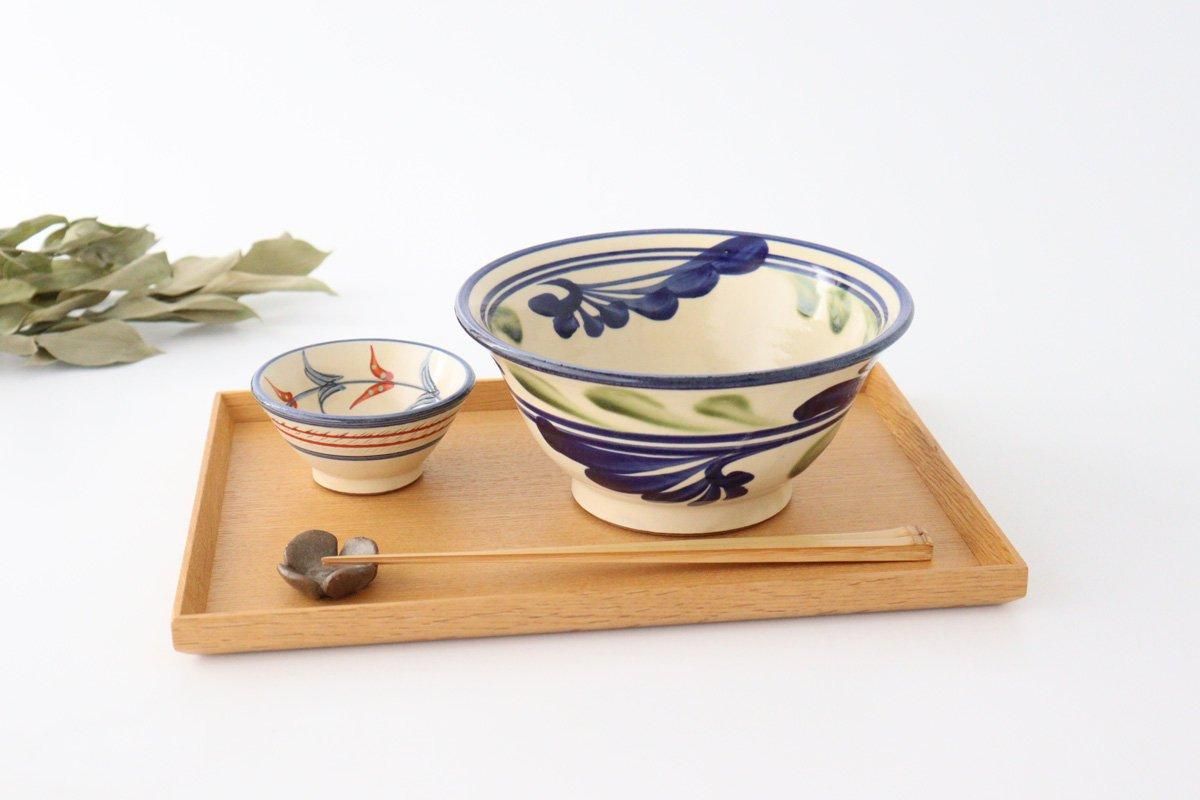 Toshin Kiln Ramen Bowl Blue and Green Arabesque | Tsuboya Ware Yachimun