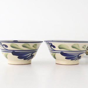 Toshin Kiln Ramen Bowl Blue and Green Arabesque | Tsuboya Ware Yachimun