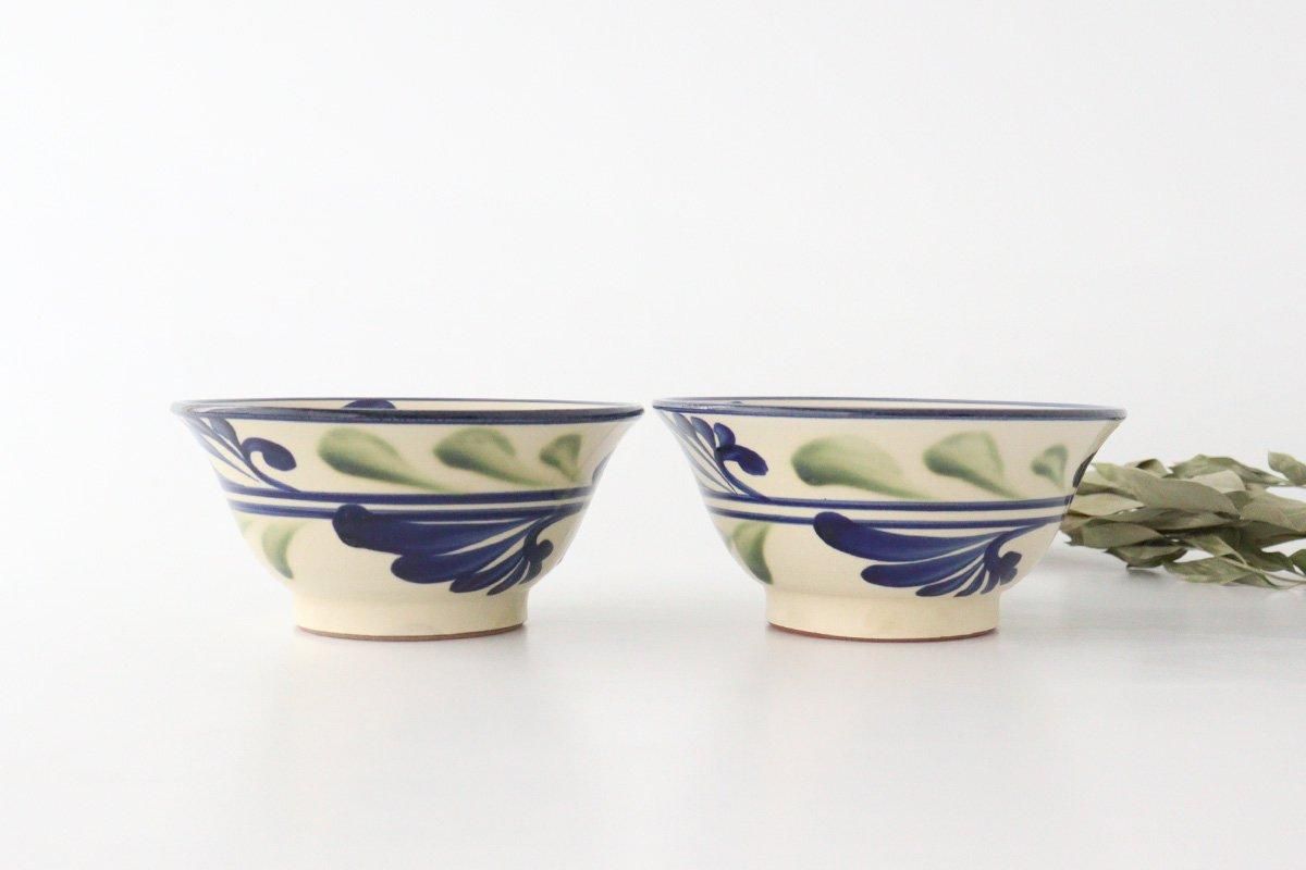 Toshin Kiln Ramen Bowl Blue and Green Arabesque | Tsuboya Ware Yachimun