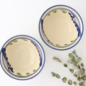 Toshin Kiln Ramen Bowl Blue and Green Arabesque | Tsuboya Ware Yachimun