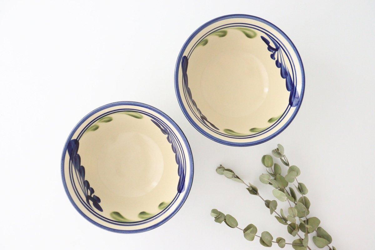 Toshin Kiln Ramen Bowl Blue and Green Arabesque | Tsuboya Ware Yachimun