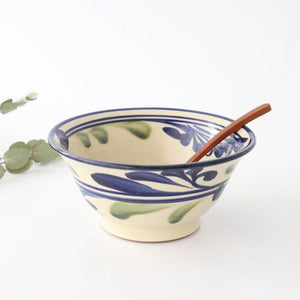 Toshin Kiln Ramen Bowl Blue and Green Arabesque | Tsuboya Ware Yachimun