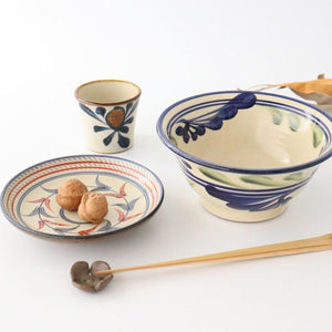 Toshin Kiln Ramen Bowl Blue and Green Arabesque | Tsuboya Ware Yachimun