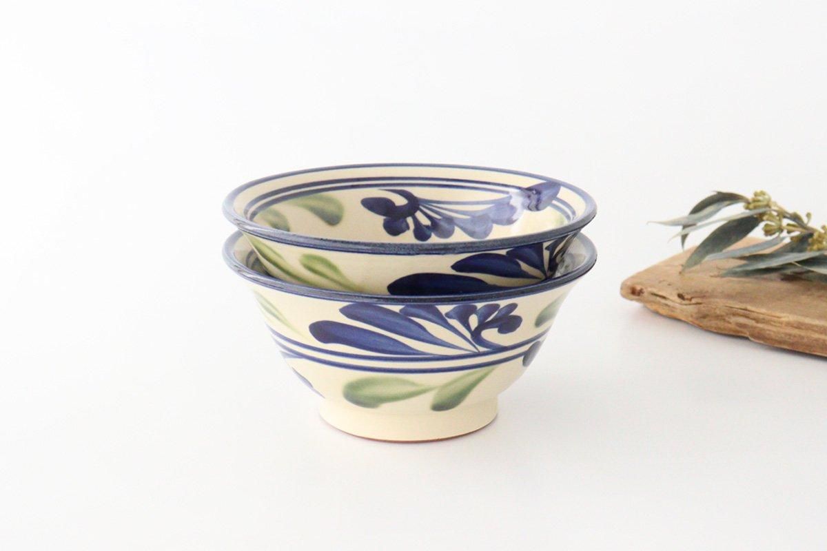 Toshin Kiln Ramen Bowl Blue and Green Arabesque | Tsuboya Ware Yachimun