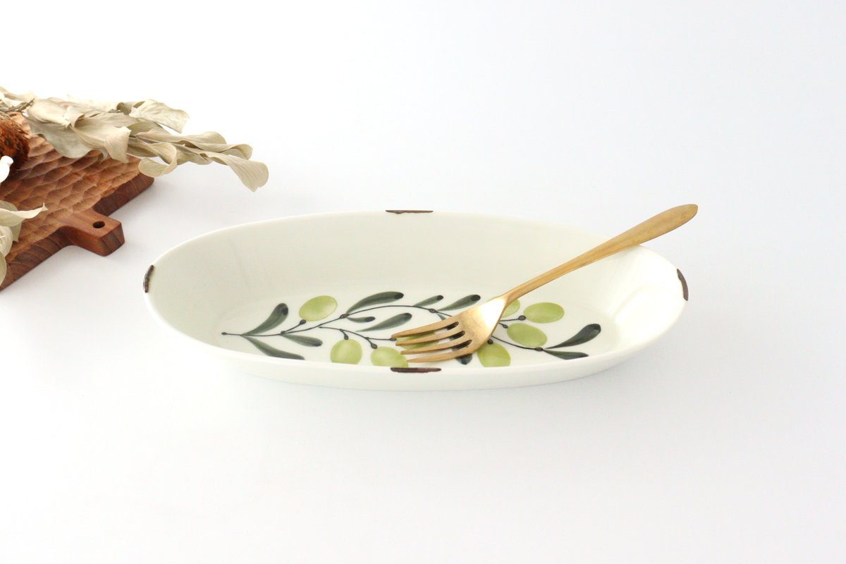 Oval Plate Olive Green | Hasami Ware