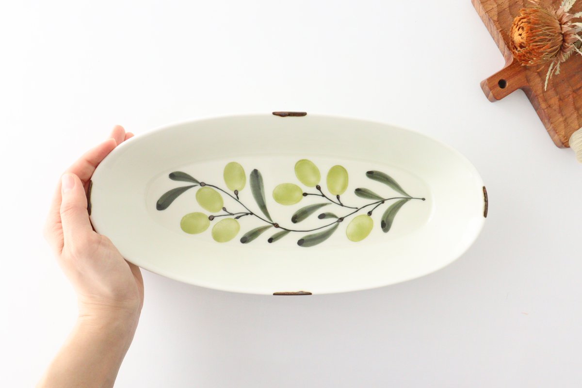 Oval Plate Olive Green | Hasami Ware