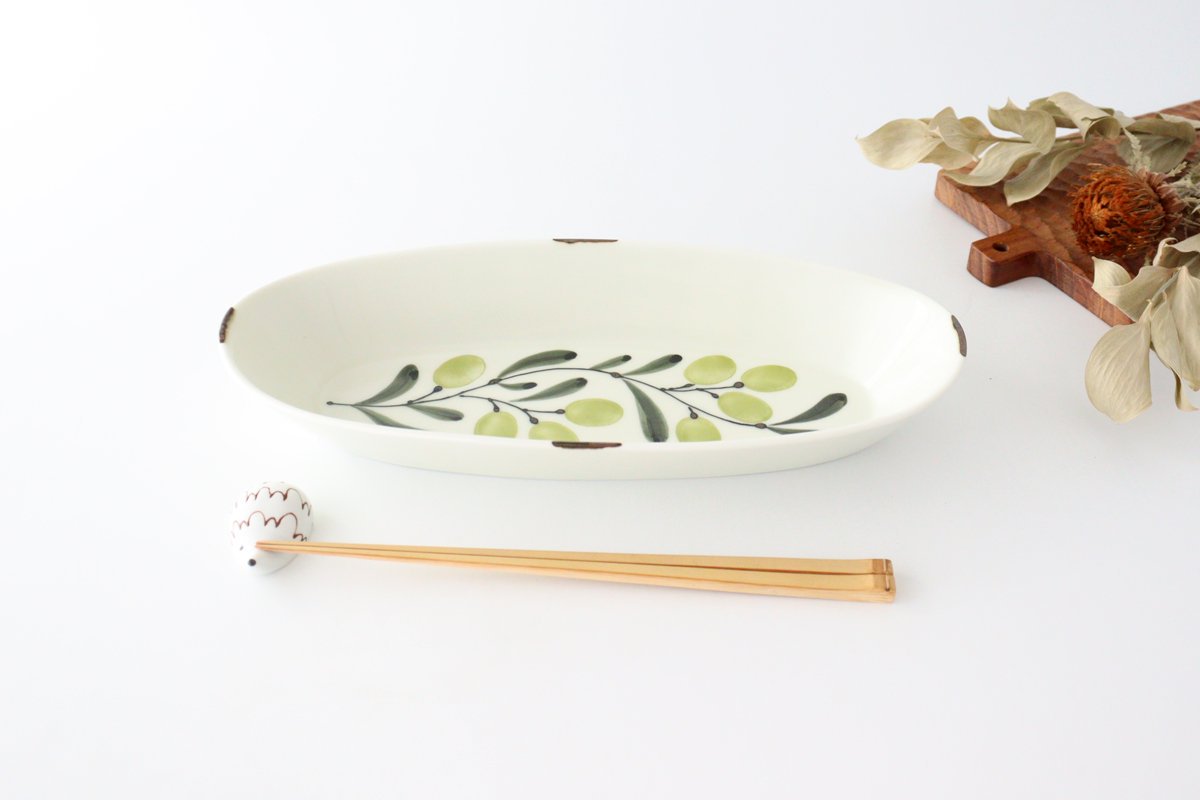 Oval Plate Olive Green | Hasami Ware