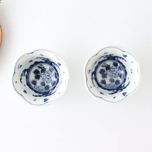 Flower-shaped Small Bowl Wave,Chidori and Flower | Kobachi Hasami Ware