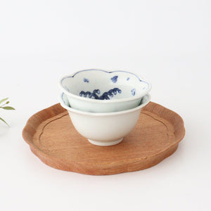 Flower-shaped Small Bowl Wave,Chidori and Flower | Kobachi Hasami Ware