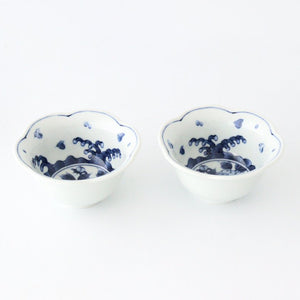 Flower-shaped Small Bowl Wave,Chidori and Flower | Kobachi Hasami Ware