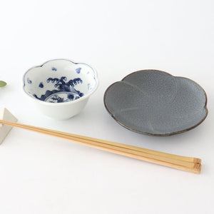 Flower-shaped Small Bowl Wave,Chidori and Flower | Kobachi Hasami Ware