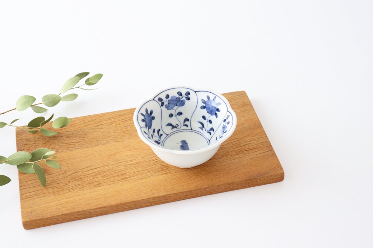 Flower-shaped Small Bowl Blue Flower | Kobachi Hasami Ware