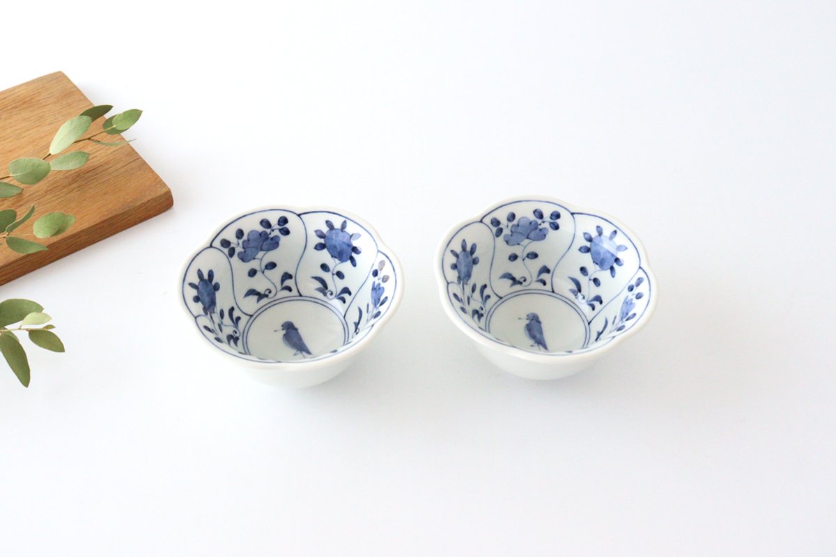 Flower-shaped Small Bowl Blue Flower | Kobachi Hasami Ware