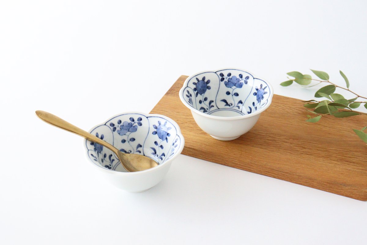 Flower-shaped Small Bowl Blue Flower | Kobachi Hasami Ware