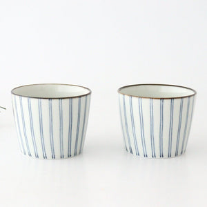 Soba Choko Tokusa Blue Stripes | Free Cup Hasami Ware