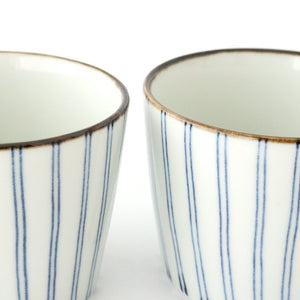 Soba Choko Tokusa Blue Stripes | Free Cup Hasami Ware