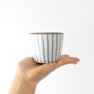 Soba Choko Tokusa Blue Stripes | Free Cup Hasami Ware