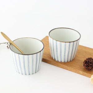 Soba Choko Tokusa Blue Stripes | Free Cup Hasami Ware