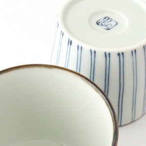 Soba Choko Tokusa Blue Stripes | Free Cup Hasami Ware