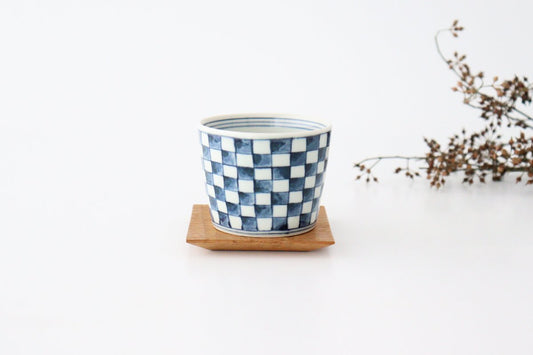 Soba Choko Checkered Pattern  | Free Cup Hasami Ware