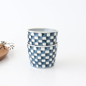 Soba Choko Checkered Pattern  | Free Cup Hasami Ware