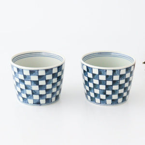 Soba Choko Checkered Pattern  | Free Cup Hasami Ware