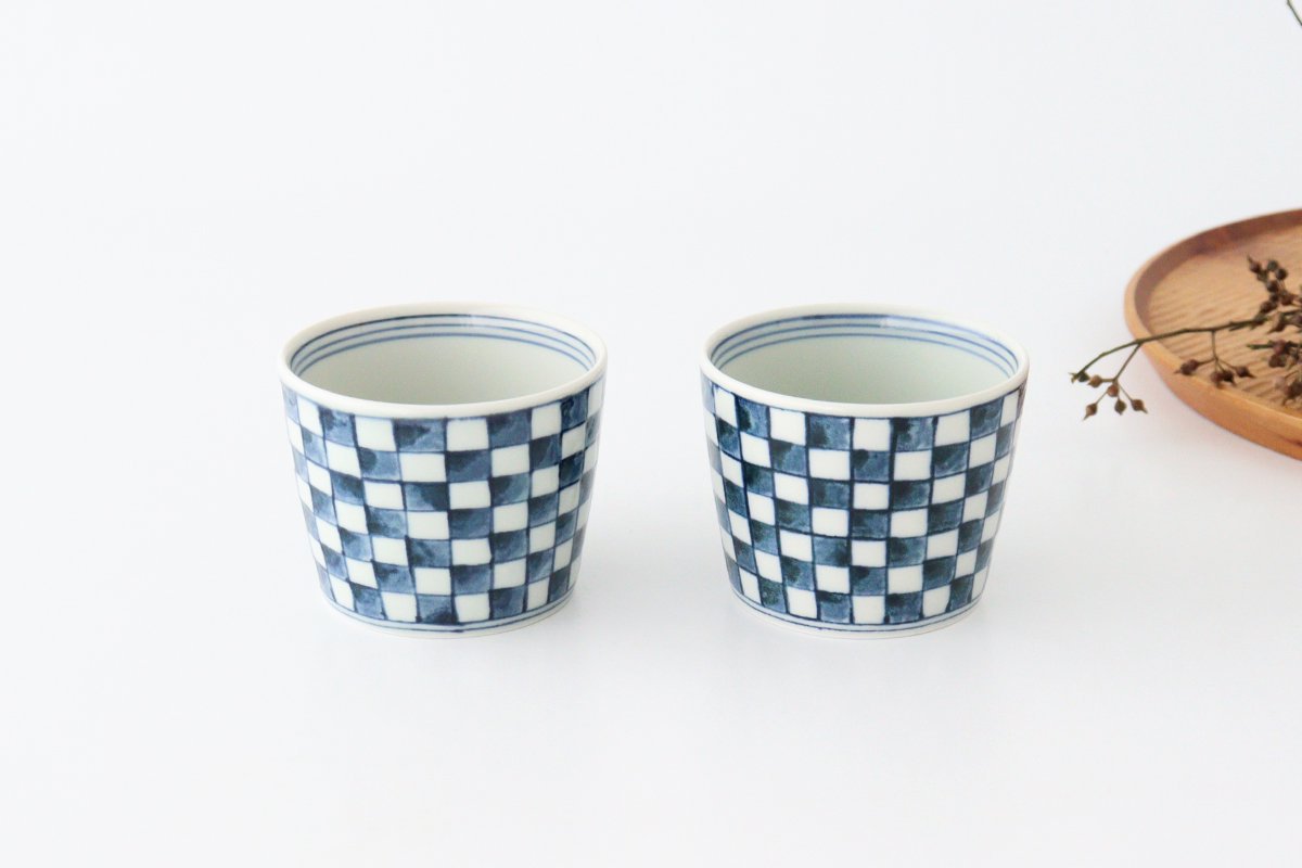 Soba Choko Checkered Pattern  | Free Cup Hasami Ware