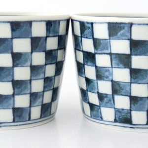 Soba Choko Checkered Pattern  | Free Cup Hasami Ware