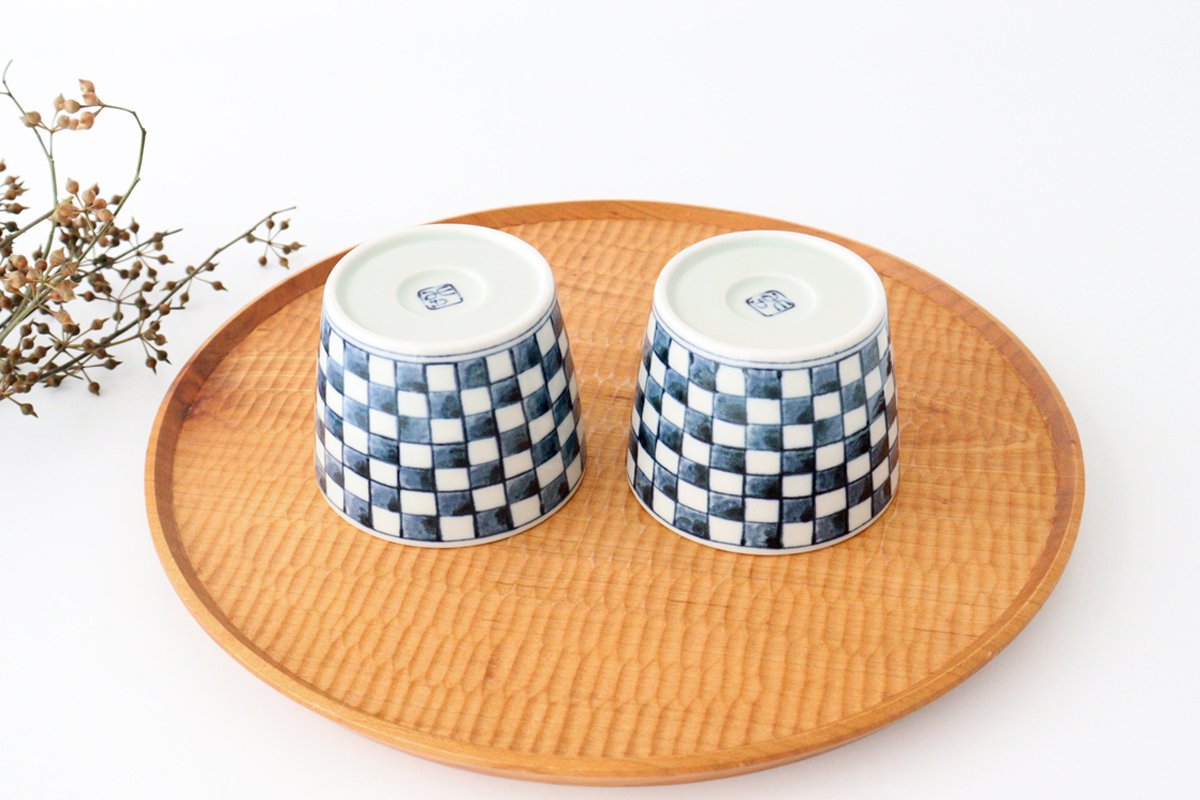 Soba Choko Checkered Pattern  | Free Cup Hasami Ware