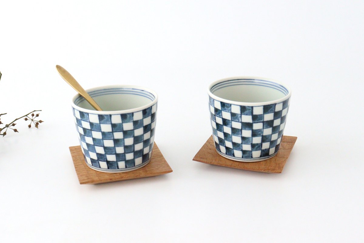 Soba Choko Checkered Pattern  | Free Cup Hasami Ware