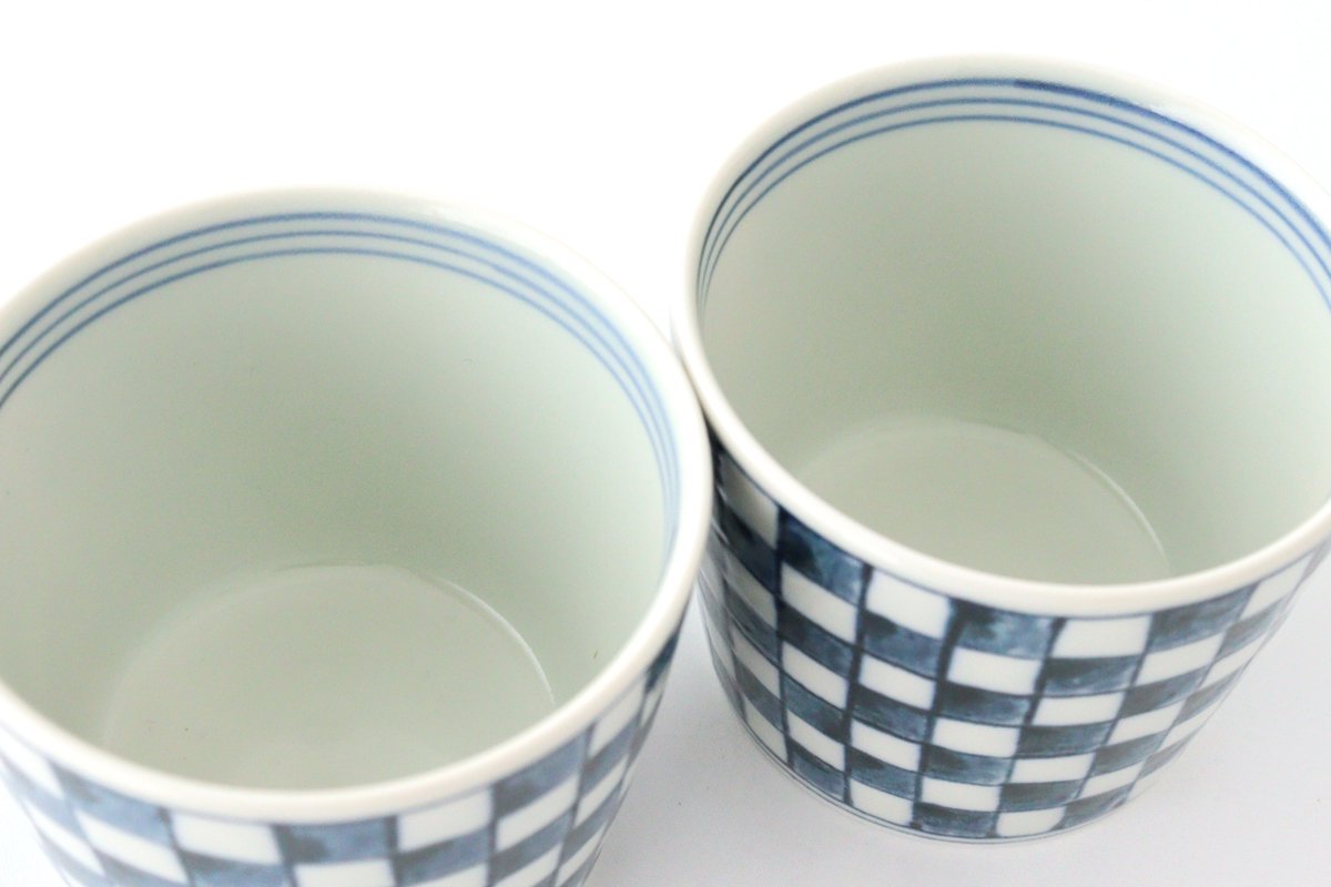 Soba Choko Checkered Pattern  | Free Cup Hasami Ware