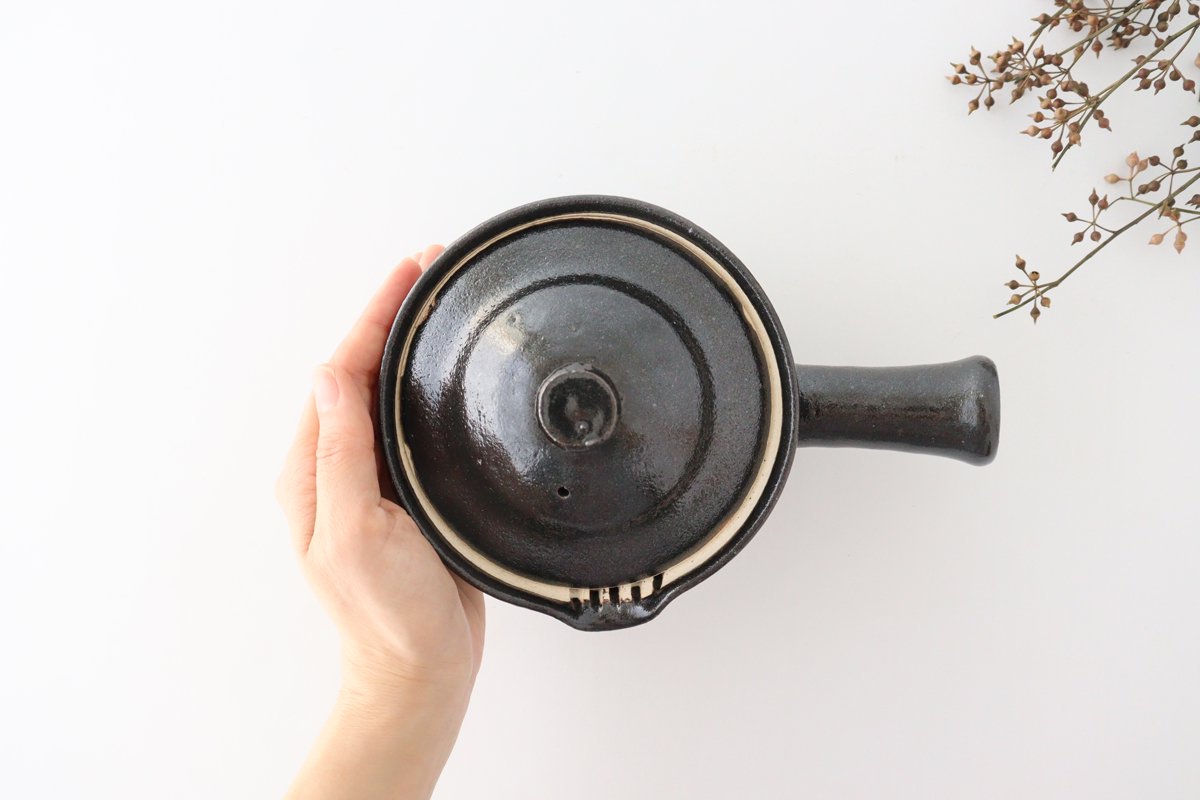 Japanese Teapot Squeezed-type Black | Kyusu Iga Ware