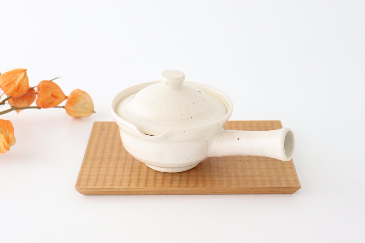 Japanese Teapot Squeezed-type White | Kyusu Iga Ware