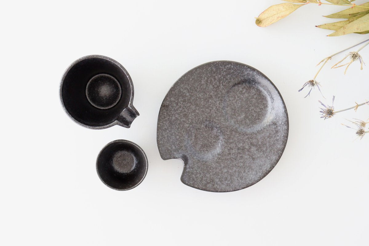 Cold Sake Ware Set Black | Mino Ware