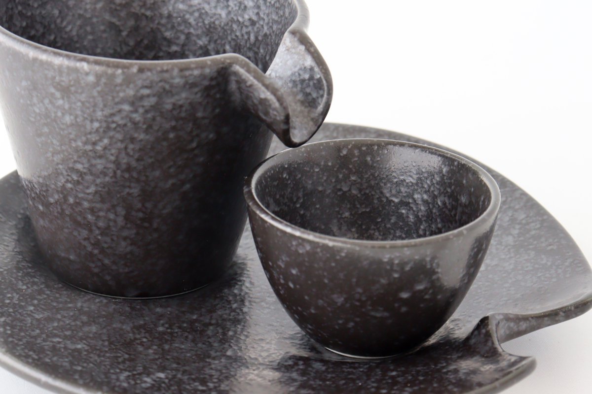 Cold Sake Ware Set Black | Mino Ware