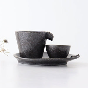 Cold Sake Ware Set Black | Mino Ware