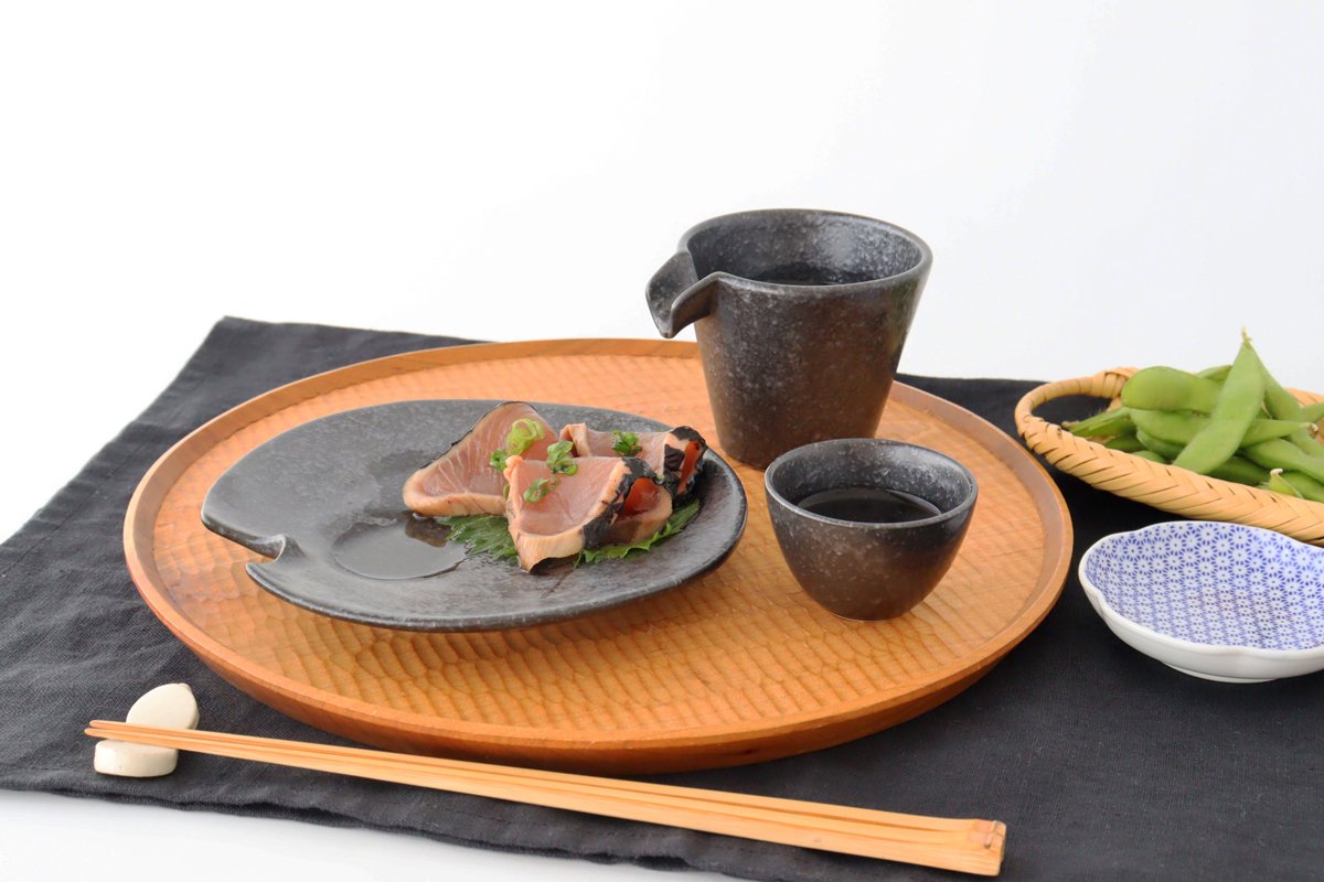 Cold Sake Ware Set Black | Mino Ware