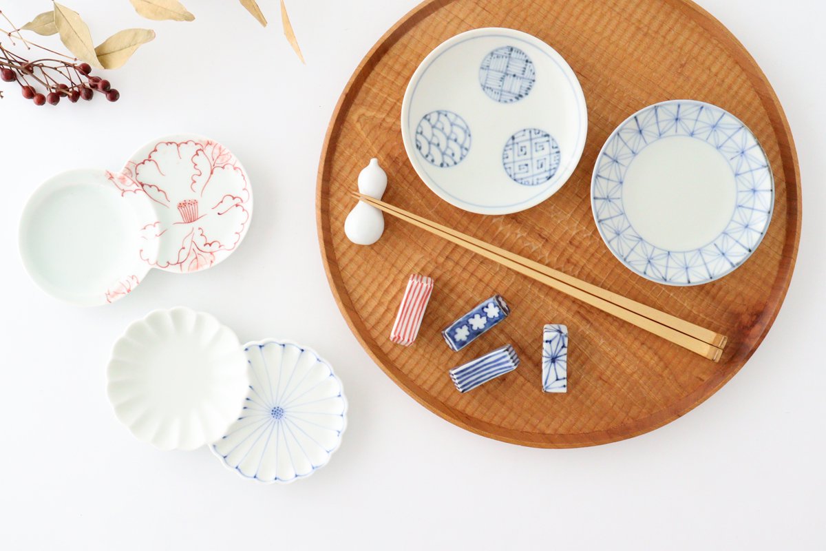 Chopstick Rest Blue Small Flowers | Hashioki Arita Ware