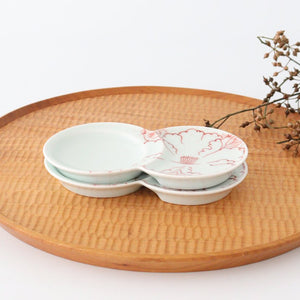 Two Small Round Sauce Plate Red Peony | Arita ware