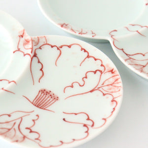 Two Small Round Sauce Plate Red Peony | Arita ware