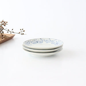 Small Round Plate Blue Western Flower Arabesque 7.6㎝・3in | Arita Ware